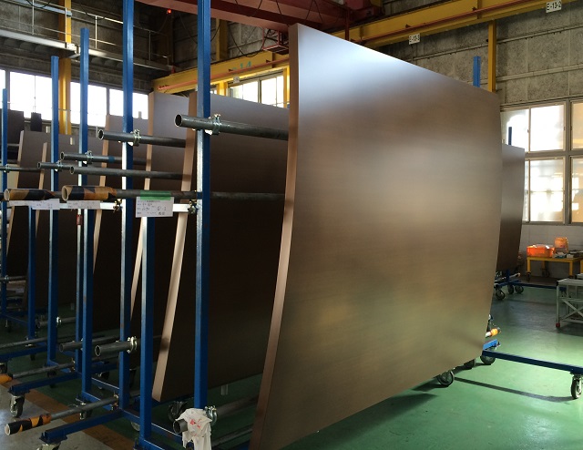 Honeycomb backed curved bronze panels 5