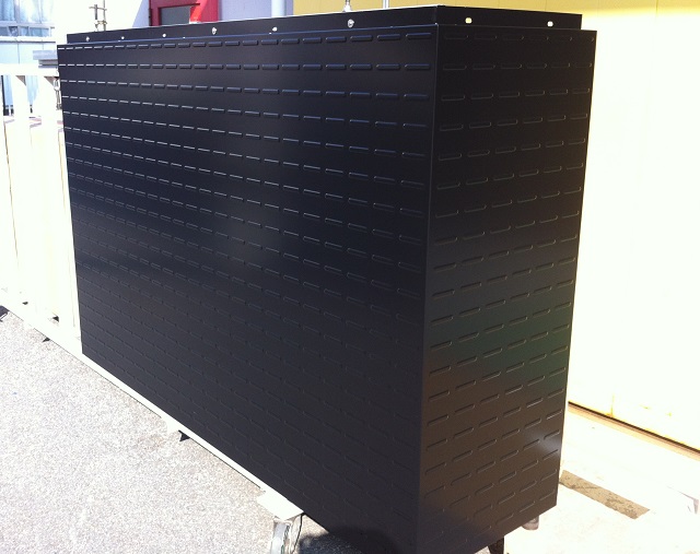 A mock-up of the corner panel with rough-tone metal, P series