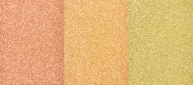 Copper alloys with PHL and clear coating. From the left, copper, bronze and brass. (Please confirm the colours with an actual sample.)