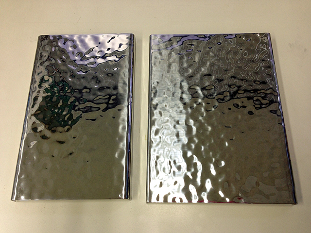 Embossed mirror polished stainless steel, that looks like much like hammertone.