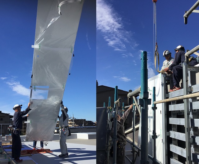 Installing the 6m exterior aluminium panels