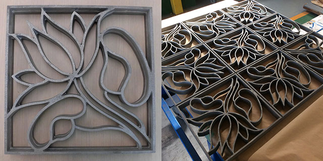 Left: Sample lotus flower casting. Right: The standard pattern of casting placed together