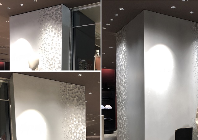 Vibration (PHL) + bespoke polka-dot patterned aluminium panel