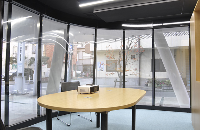 Visibility is ensured with the glass-walls and perforated stainless steel