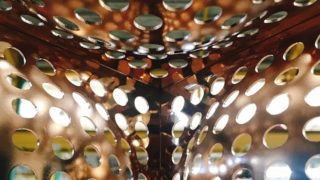 The view from inside the bronze cube