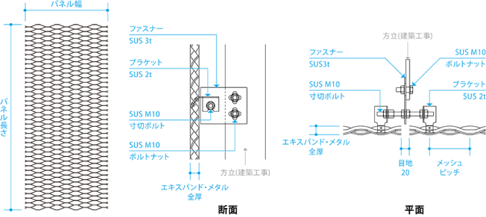 エキスパンドメタル スクリーン 納まり